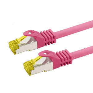 Patch cord S/FTP 6a lanko Cu LSZH růžová 1m 26AWG