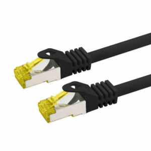 Patch cord S/FTP 6a lanko Cu LSZH černá 0,5m 26AWG