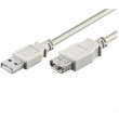 Kabel USB 2.0 USB A zásuvka,USB A vidlice niklovaný 3m šedá