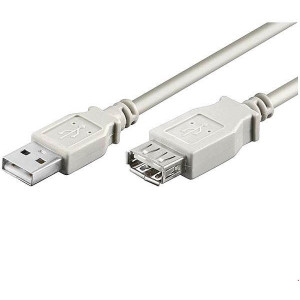 Kabel USB 2.0 USB A zásuvka USB A vidlice niklovaný 3m šedá