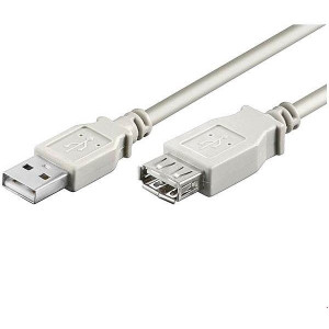 Kabel USB 2.0 USB A zásuvka,USB A vidlice niklovaný 3m šedá