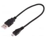 Kabel USB 2.0 USB A vidlice, USB B zásuvka 250mm černá