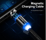 Magnetický USB kabel s USB B micro konektorem opletený 1m