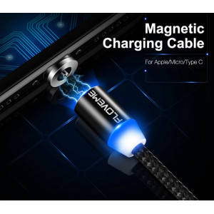 Magnetický USB kabel s USB B micro konektorem opletený 1m