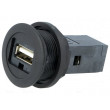 Zásuvka USB 2.0 A/A 22mm IP20 barva černá -25÷70°C Ø22,3mm