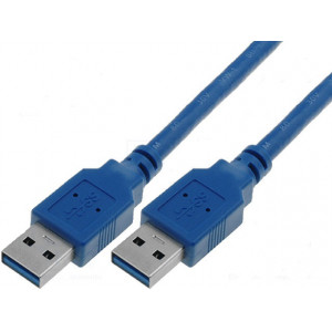 Kabel USB 3.0 USB A vidlice,z obou stran niklovaný 3m modrá