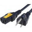Kabel NEMA 5-15 (B) vidlice, IEC C13 zásuvka 2m se zajištěním
