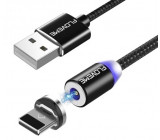 Magnetický USB kabel s APPLE lighting konektorem opletený 1m