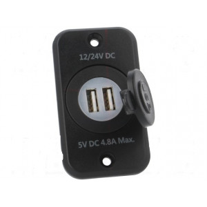 Automobilový napájecí zdroj USB A zásuvka x2 5V/2x2,4A černá