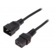 Kabel IEC C19 zásuvka, IEC C20 vidlice 1m se zajištěním černá