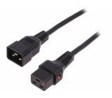 Kabel IEC C19 zásuvka, IEC C20 vidlice 1m se zajištěním černá
