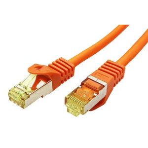 Patch cord S/FTP 6a lanko Cu LSZH oranžová 0,25m 26AWG