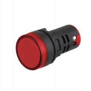 Kontrolka 22mm Podsv: LED 230V AC vypouklá IP65 barva červená