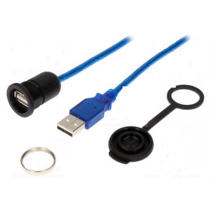 Kabel USB 2.0,s ochrannou krytkou 0,5m IP65