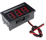 Voltmetr panelový LED červený, 3,5-30V, NC064, 2 vývody