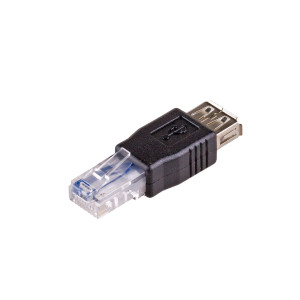 Přechod: adaptér USB 2.0 černá RJ45 vidlice,USB A zásuvka