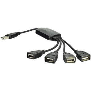 Hub USB USB 2.0 černá Počet portů: 4 0,15m
