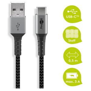 Kabel USB 2.0 USB A vidlice,USB C vidlice 0,5m 480Mbps
