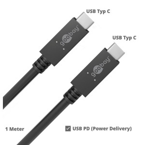 Kabel USB 3.2 USB C vidlice,z obou stran 1m černá 20Gbps