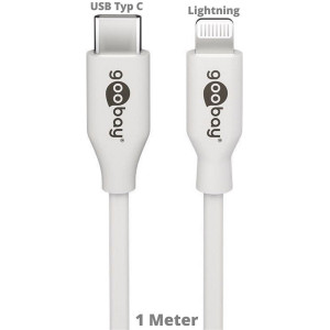 Kabel USB 2.0 vidlice Apple Lightning,USB C vidlice 1m bílá