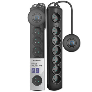 Plug socket strip: protective Sockets: 7 230VAC 10A black