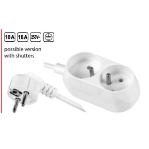 Prodlužovací síťový kabel Zásuvky: 2 PVC bílá 3x1,5mm2 3m 10A