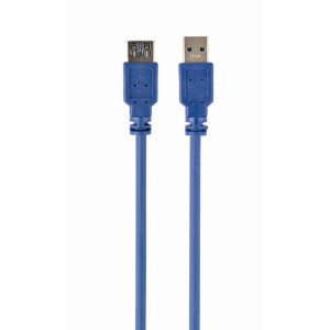 Kabel USB 3.0 USB A zásuvka,USB A vidlice 1,8m modrá PVC