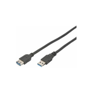 Kabel USB 3.0 USB A zásuvka,USB A vidlice niklovaný 3m černá