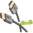Kabel HDMI vidlice,z obou stran PVC textilní 0,5m černo-šedá