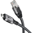 Kabel USB 3.1 RJ45 vidlice,USB C vidlice niklovaný 7,5m šedá