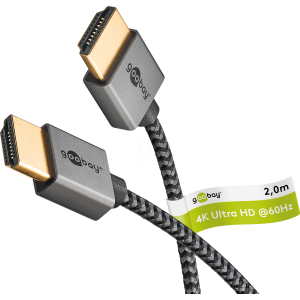 Kabel HDMI vidlice,z obou stran PVC textilní 2m černo-šedá