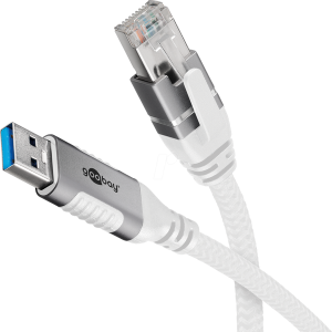 Kabel USB 3.0 RJ45 vidlice,USB A vidlice niklovaný 7,5m bílá