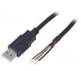 Kabel USB 2.0 USB A vidlice, vodiče Dél.kabelu:0,5m černá