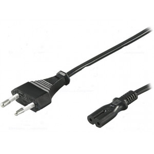 Kabel 2x0,75mm2 CEE 7/16 (C) vidlice,IEC C7 zásuvka PVC 5m