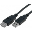 Kabel USB 2.0 USB A zásuvka USB A vidlice niklovaný 3m černá