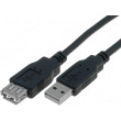 Kabel USB 2.0 USB A zásuvka,USB A vidlice niklovaný 5m černá
