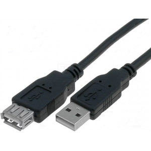 Kabel USB 2.0 USB A zásuvka USB A vidlice niklovaný 5m černá