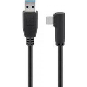 Kabel USB 3.0 USB A vidlice,USB C úhlová zástrčka 1,5m černá