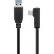 Kabel USB 3.0 USB A vidlice,USB C úhlová zástrčka 2m černá