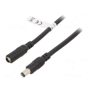 Kabel DC 5,5/2,1 zástrčka,DC 5,5/2,1 zásuvka černá 10m