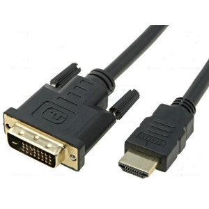 Kabel DVI-D (24+1) vidlice - HDMI vidlice 5m černá