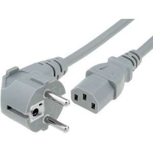 Kabel CEE 7/7 (E/F) úhlová vidlice, IEC C13 zásuvka 3m šedá