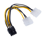 Kabel: napájecí Molex vidlice x2,PCI-E 8pin zásuvka 0,15m