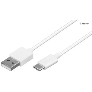 Kabel USB 2.0 USB A vidlice,USB C vidlice 2m bílá Žíla: Cu