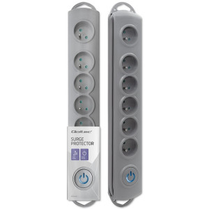 Plug socket strip: protective Sockets: 6 230VAC 10A grey 5m