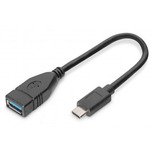 Kabel USB 3.0 USB A zásuvka,USB C vidlice niklovaný 150mm