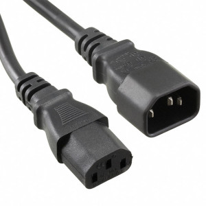 Kabel 3x1mm2 IEC C13 zásuvka,IEC C14 vidlice PVC 1m černá