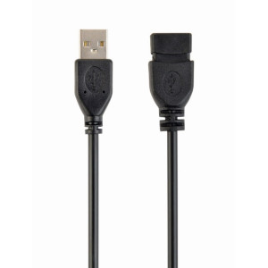 Kabel USB 2.0 USB A zásuvka,USB A vidlice zlacený 4,5m černá