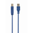 Kabel USB 3.0 USB A vidlice,USB B vidlice zlacený 0,5m modrá