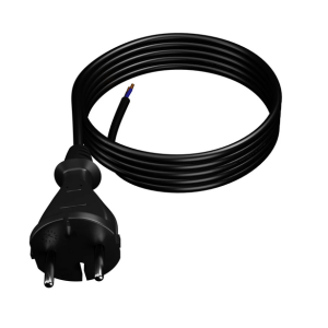 Kabel 2x1mm2 CEE 7/17 (C) vidlice,vodiče guma 3m černá 16A